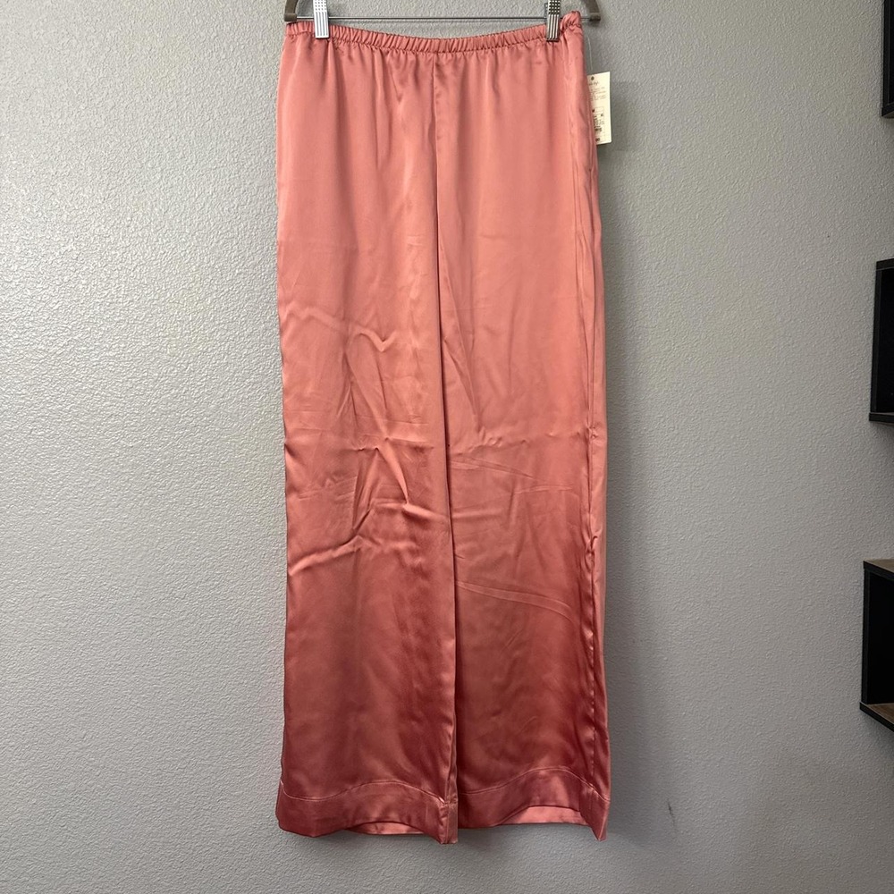 A New Day Silky Soft Lounge Pants Coral Pink Satin Wide Leg Pajamas Mens Size M